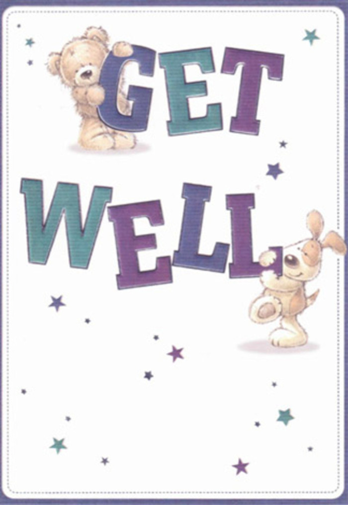 Crafted with the kind of thoughtful detail you'd expect from Thamesmead Florist, this get well card serves as a celebration of comfort and hope-a perfect reflection of the area's community spirit. At the card's centre, a friendly bear with soft caramel fur and round, kind eyes stands close to a floppy-eared puppy, both surrounded by a dance of playful stars. Their proximity and tender expressions lend a sense of gentle camaraderie; one can almost imagine them sharing a quiet walk along the Thames Path. The oversized letters, tinted in gradients of purple and aqua, anchor the design in cheerful reassurance. The bear's plush coat and the puppy's velvety, inviting ears appear almost tactile, stirring a desire to reach out and offer a warm embrace. Among glimmers of starlight reminiscent of evening reflections on Southmere Lake, the card's airy palette and confident typography bring encouragement suitable for all ages. Just as I arrange each bouquet with intentional care for local families and friends, this card's artistry radiates heartfelt connection and the promise of better days ahead-another way the Thamesmead community extends its supportive touch.